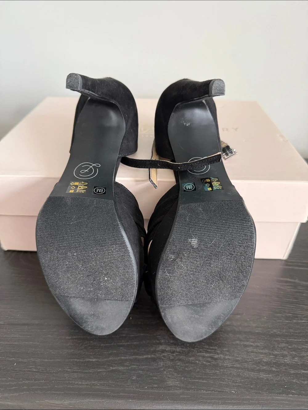 Chinese Laundry Black Knotted Bow Peep-Toe Ankle Strap Heels